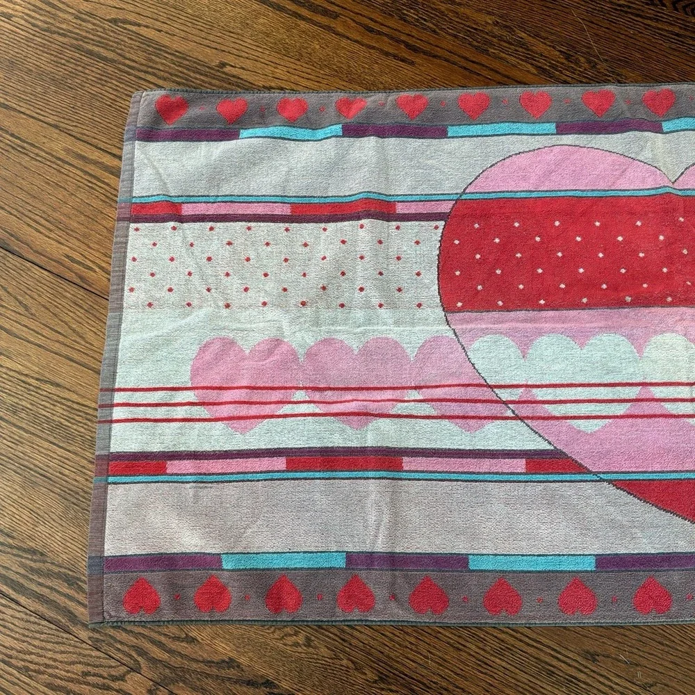 Vintage Ipanema Beach Towel Colorful Hearts Valentine's Day Gift Romantic Love